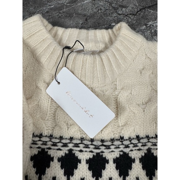 Line and Dot Montana Faire Isle Oversized Cable Knit Sweater Ribbed Trim XS - Picture 10 of 12